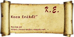 Koza Enikő névjegykártya